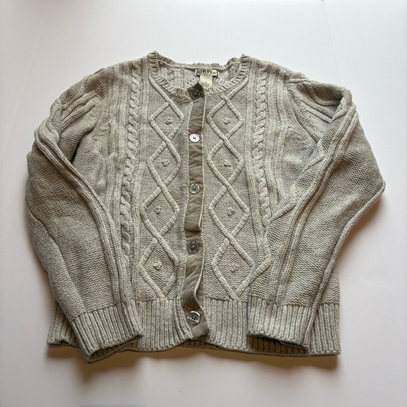 Orvis Sweaters - Orvis Women's Light Gray Cable Knit Cardigan Sweater Size Medium